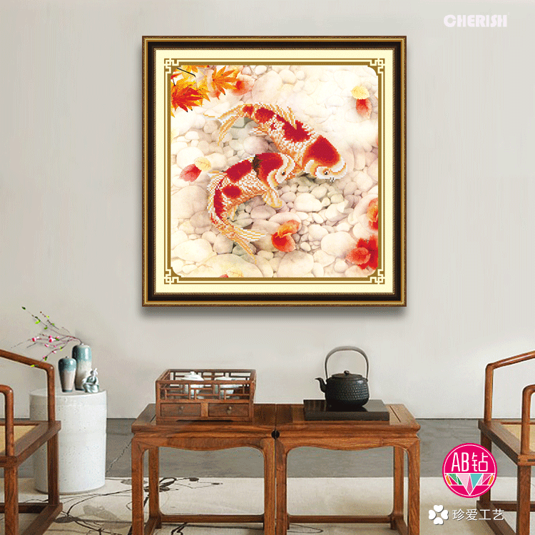 71256-年年有余（枫叶版）50x50cm  ￥61