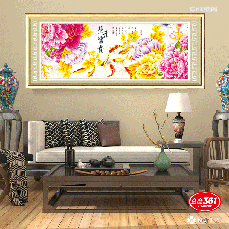 31616-花开富贵（九鱼新版）-187x76cm ￥295