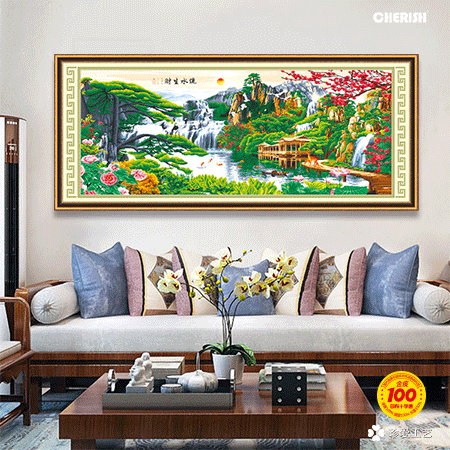 22426-流水生财迎客松（满绣）183x78CM ￥461