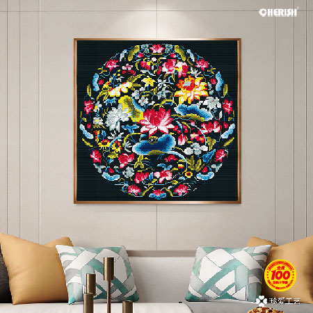 22462-龙凤呈祥-荷花（满绣）65x65cm ￥139