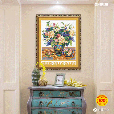21490-彩瓷瓶花-60x68cm ￥94
