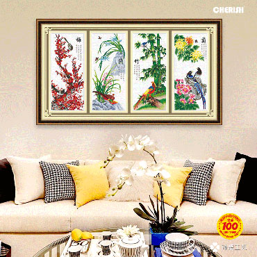 22311-梅兰竹菊（鸟语花香）新版-128x79cm ￥217