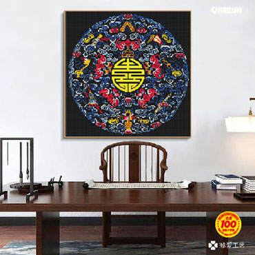 22465-凤凰呈祥-五福临门（满绣）65x65cm ￥139