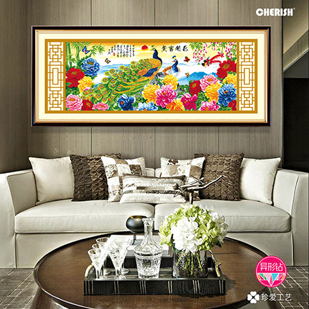 72277-花开富贵（孔雀精华版）（满钻）188x80cm ￥595