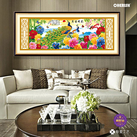 18902-花开富贵（孔雀精华版）（满钻）188x80cm ￥1507