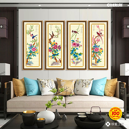 10028 花鸟四季 春夏秋冬114x82cm ￥285