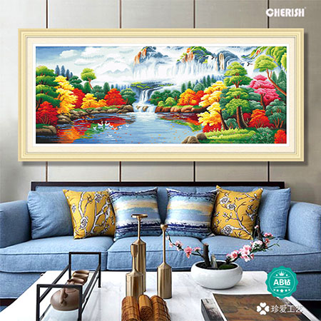 18918 多彩山水（满钻）180x75cm ￥1427