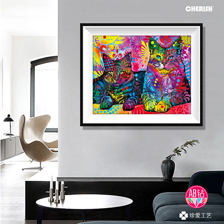 72472 五彩猫咪（满钻）58x48cm ￥140