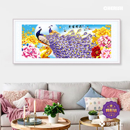 19106 花开富贵(紫色孔雀) 192x72CM ￥1667