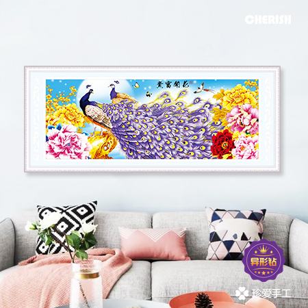 19107 花开富贵(紫色孔雀) 172x62CM ￥1334