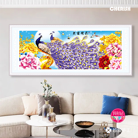72481 花开富贵(紫色孔雀) 192x72CM ￥660