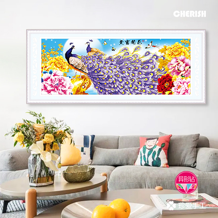 72483 花开富贵(紫色孔雀) 142x52CM ￥395